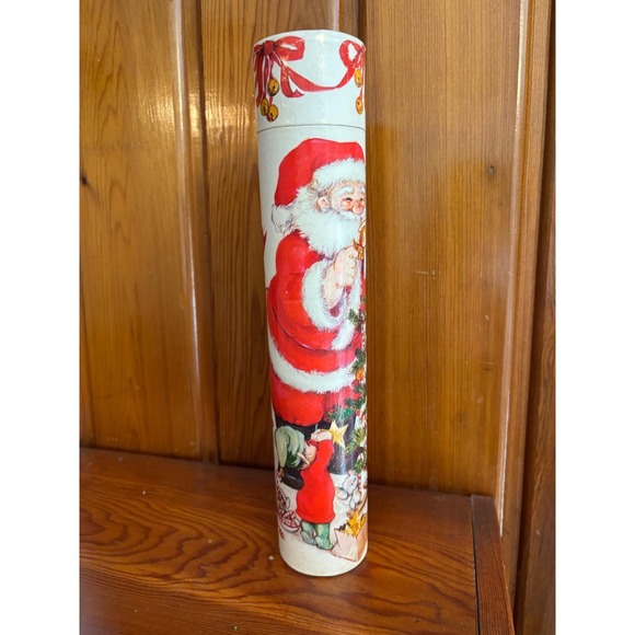 Vintage Santa Claus Christmas Fireplace Match Stick Holder Tube with Matches 11" - Picture 6 of 8